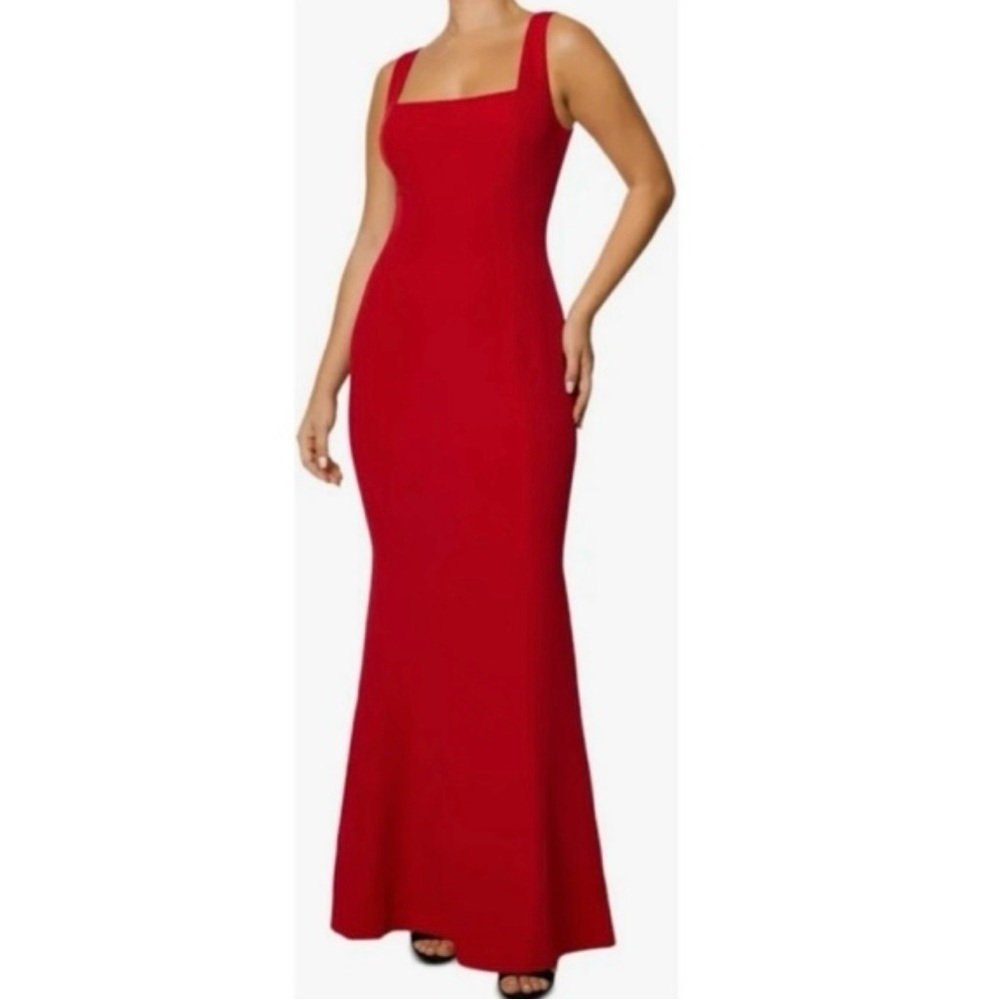 Red Square Neck Mermaid Dress
